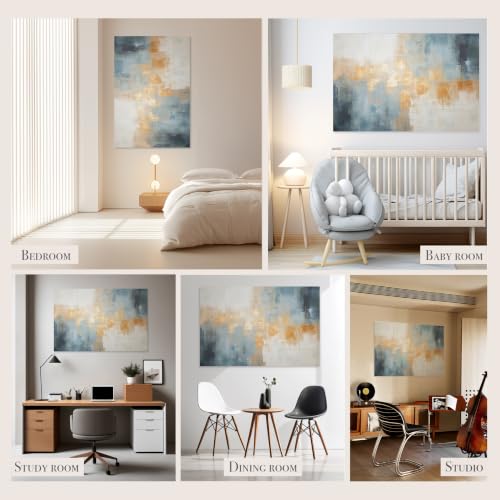 Image of Soon Global 8-Pack Acoustical Wall Panels, 48 X 32 Inches Art Acoustic Panels, Decorative Acoustic Panels, Acoustic Wall Panels, Sound Absorbing Wall Art, Teal Aura