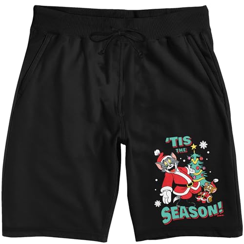 Tom & Jerry 'Tis The Season Christmas Men's Black Sleep Pajama Shorts