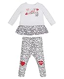 GUESS Infant Girls Organic cotton printed pepulm t-shirt and printed legging 2 piece set, True White...