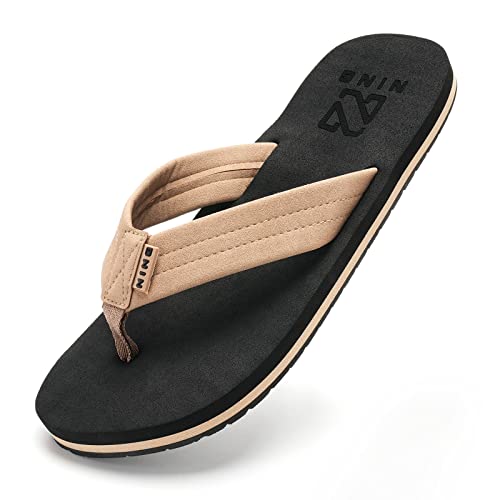 Herren Zehentrenner Bequeme Leichte Flip Flops Sommer Strand Schwimmbad Badelatschen Outdoor Rutschfeste Hausschuhe(Aprikose,41EU) Cover