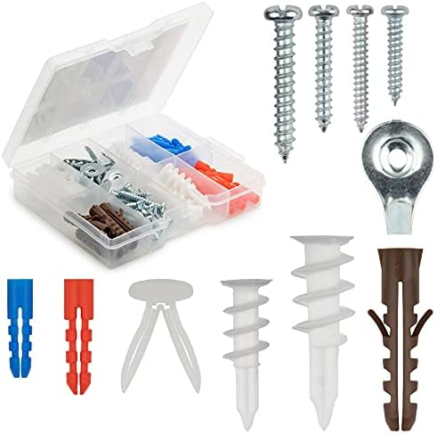 Qualihome Drywall and Hollow-Wall Anchor Assortment Kit, Anchors, Screws, Wall Anchor Hooks, and Hollow-Door Toggle Anchor