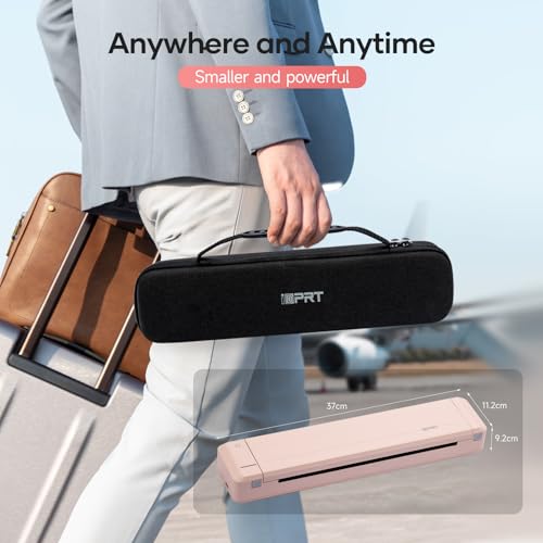 iDPRT Portable Printers Wireless for Travel, Thermal Printer Support 8.5\" X 11\" US Letter,Bluetooth Inkless Printer Compatible with iOS, Android, Laptop for Office, Home, with Case,MT888 Pink