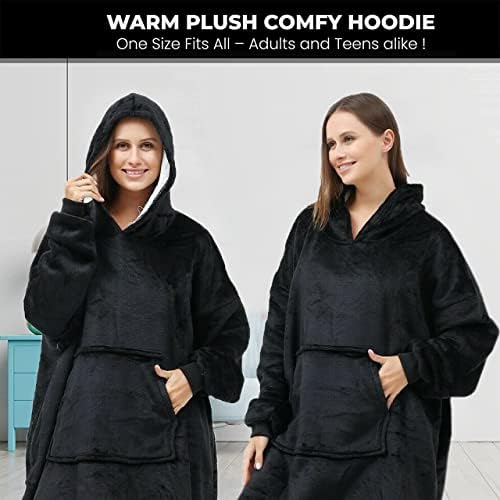 CMY Blanket Hoodie Women UK- Fleece Sherpa Oversized Blanket hoodie with Sleeves for Men, Women and Kids - Soft and Warm Sweatshirt Hoodie Blanket