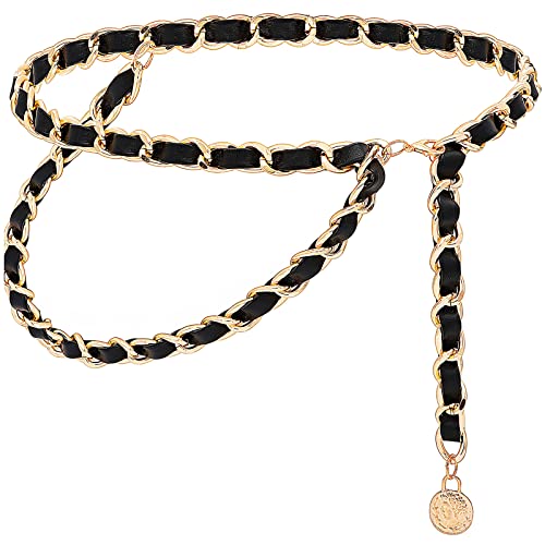Gleamart Leather Chain Belt Layered Clothing Waist Belt for Women Jeans Dresses