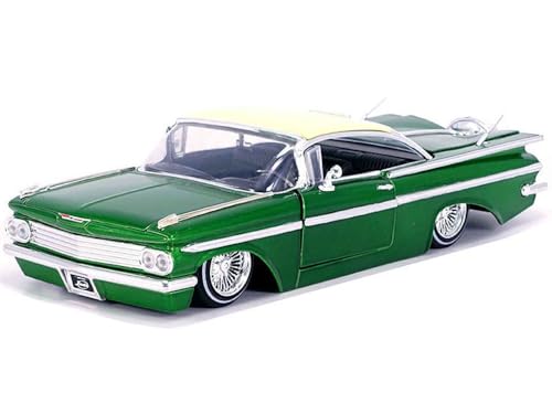 Modelo 1:24 Chevy Impala Lowrider 1959 Verde con Techo Crema miniatura 1