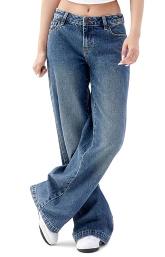 PacSun Women's Casey Low Rise Baggy Jeans Dark Indigo Tint