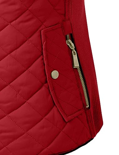 NE PEOPLE Women’s Quilted Vest – Lightweight Sleeveless Full Zip Up Casual Stand Collar Padding Gilet Jacket with Pockets NEWV40 Wine 2XL