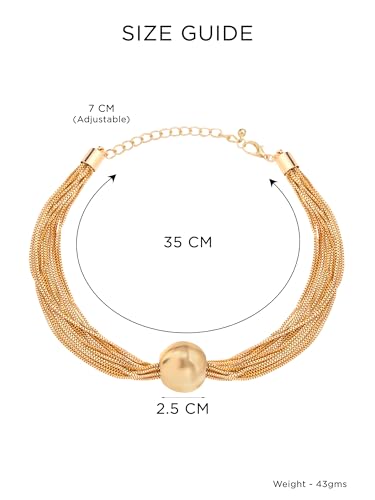 Image of Yellow Chimes Choker Necklace for Women | Fashion Gold Plated Chain Necklace | Multilayered Ball Chains Necklace for Girls | Glam Chains | Statement Necklace | Birthday Anniversary Gift for Women Wife