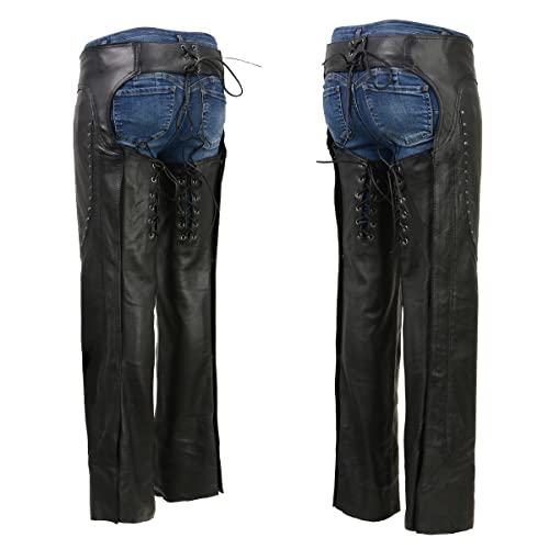 Image of Milwaukee Leather Premium Leather Motorcycle Riding Chaps for Women Bikers