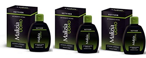 3x MALIZIA UOMO Vetyver Detergente Intimo Intim-Waschmittel 200 m...