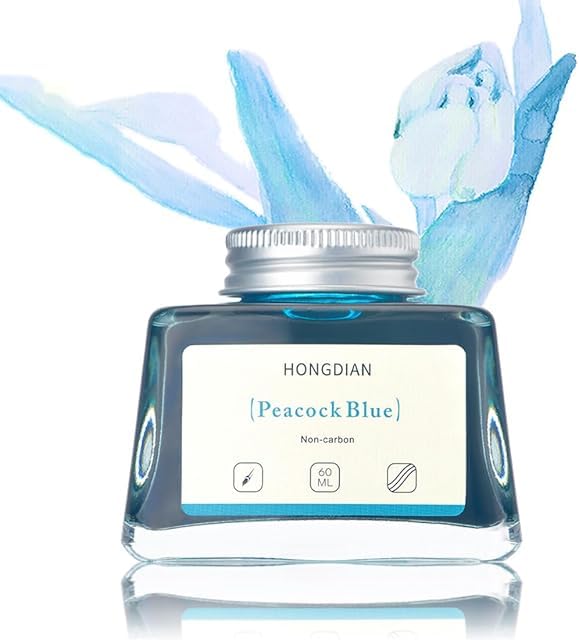 Image of HONGDIAN, Ink Bottle - Non Carbon | Peacock Blue | 60ml Premium Writing Ink.