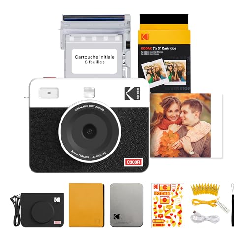 KODAK Mini Shot 3 Retro 4Pass Appareil Photo Instantané et Imprimante Photo Portable 7,6x7,6 cm +...