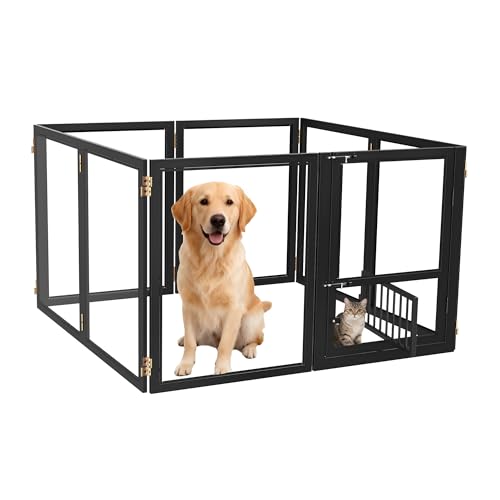 Acrylic Dog Playpen with Door, 27.9“ Height, Heavy Duty Clear