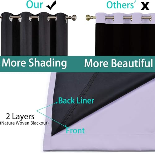 Image of Yakamok Lilac Blackout Curtains 96 Inches Long for Bedroom 52 inch Wide 1 Panel | Blackout Curtain Panels for Bedroom, 2 Thick Layers Grommet Top Thermal Insulated Drapes with Black Liner for Living Room