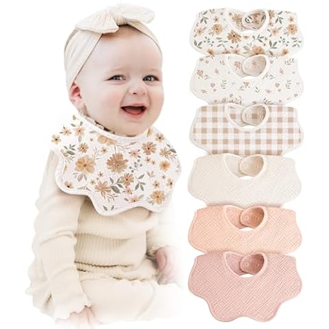 Konssy 100% Cotton Muslin Baby Bibs 6-Pack Cover