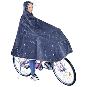 Cresbel Waterdichte fiets-regenponcho: Compacte regencape met capuchon, draagbare lichte regenjas, herbruikbare fiets-regenponcho voor fietsen, mountainbikes, elektrische fietsen, zwart