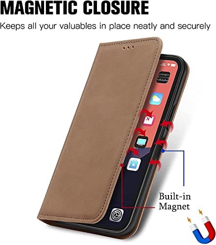 Étui portefeuille iPhone 13 Pro Max vert en cuir à rabat - 5