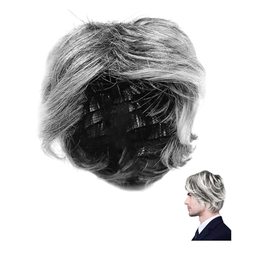 XNIVUIS Old Man Wig for Grandpa Costume - Mad Scientist Professor Accessory - Fancy Dress for Halloween Carnival Party Stage Performances (A)