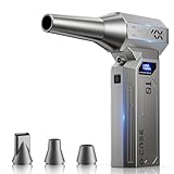 【Amazon.co.jp限定】電動 エアダスター 充電式【8000mAh・超強力風速63m/s】エアダスター 電動 ブロワ 150000RPM 風量4段階 充電式 小型 超強力 ノズル付 空気入れ ガス不使用 多用途(PC 掃除/キーボード/車内/エアコン/洗車用等) アウトドアに 軽量 省エネ コンパクト 掃除機2in1 【30日お試し・ 返品・返金保証】（グレー）