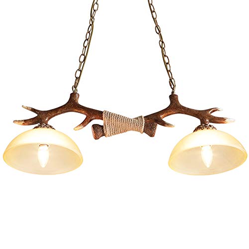 RUIXINBC Rustica Lampara Salon Techo, Cuerno de venado 2 Luces E14 Lampara...