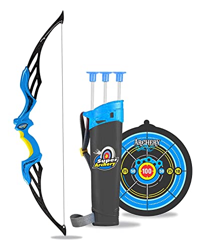 Brand Conquer Archery Set for Kids Bow and Arrow Toys for Boys | Outdoor Bow Arrow Dhanush Baan Target Game for Kids – Multicolor (Blue)