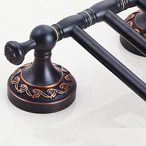 Porte-serviettes 3 rails pivotant 35 cm en laiton noir mat pour salle de bain