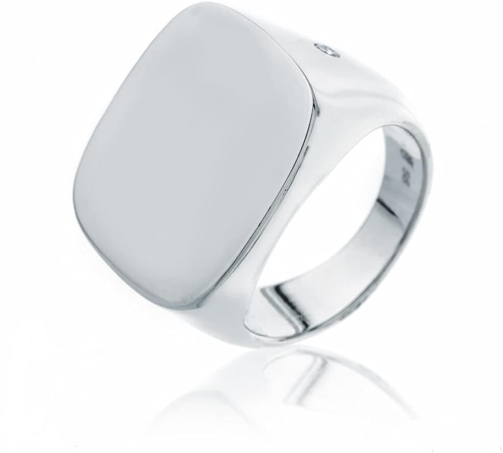 Family Crest Signet Silver Ring, Personalized with Engraved Image, Big Square Seal