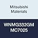 Mitsubishi Materials WNMG332GM MC7025 Carbide WN Type Negative Turning Insert with Hole, Coated, Trigon, Grade MC7025, 0.375" IC, 0.187" Thick, 0.031" Corner Radius, GM Breaker (Pack of 10)