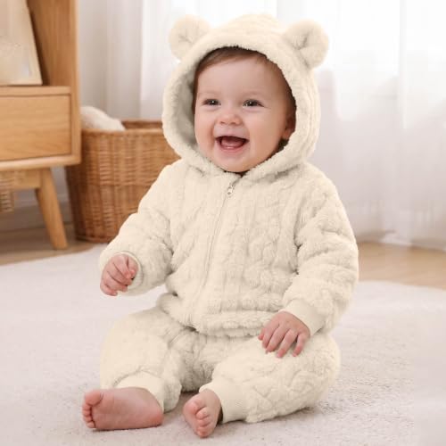 Newborn Baby Bear Suit Fleece Romper Snowsuit Hooded Romper Snowsuit 0-12M - image 4