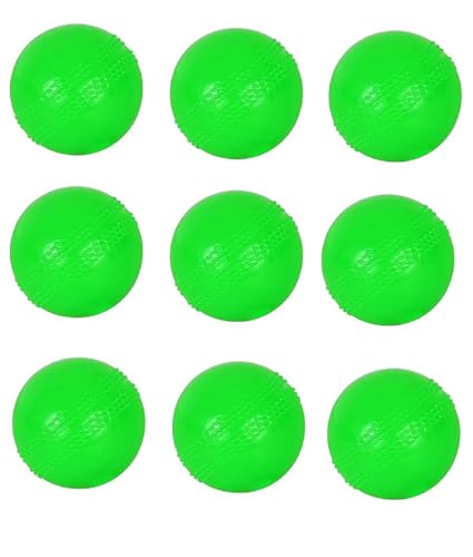 SPANCO Soft Cricket Balls Practice, Training for All Age Group, Recommended for Indoor/Outdoor Street & Beach Cricket (Pack of Nine) (Green)