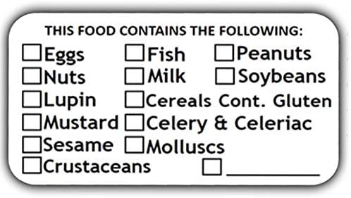 100 x Food Allergy Labels Food Warning Labels L