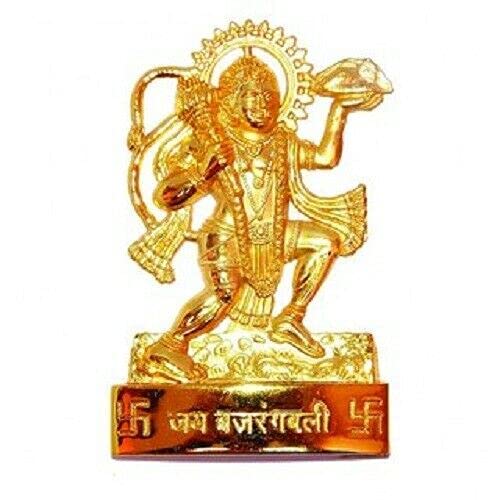Hindu Indian GODS Lord Ganesh Laxmi Durga Saraswati Ram Hanuman Wealth Luck Pooja Metal Festival Occasion Happiness Mandir Temple Prosperity Success Postive Energy (Hanumanji)