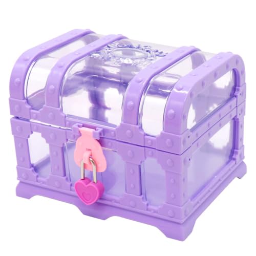 Neptuiby Cofre del Tesoro para niños Cofre del Tesoro de Juguete de Estilo Princesa Retro con Cerradura de corazón Caja de Almacenamiento vacía baratijas Púrpura..