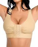 FeelinGirl Post Surgery Compression Bra for Women Front Closure Mastectomy Bra Front Fastening Bra Post Surgical Recovery Bralettes for Women Support Bra Push Up Bra With Adjustable Straps Wirefree
