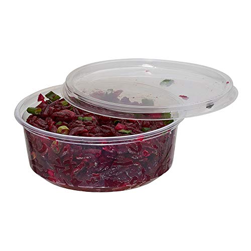 (100 Pack) 8 oz Deli Containers with Lids Combo, BPA-Free Translucent Plastic Deli Food Storage Containers with Lids, to Go/Take Out Food Containers byÂ Tezzorio