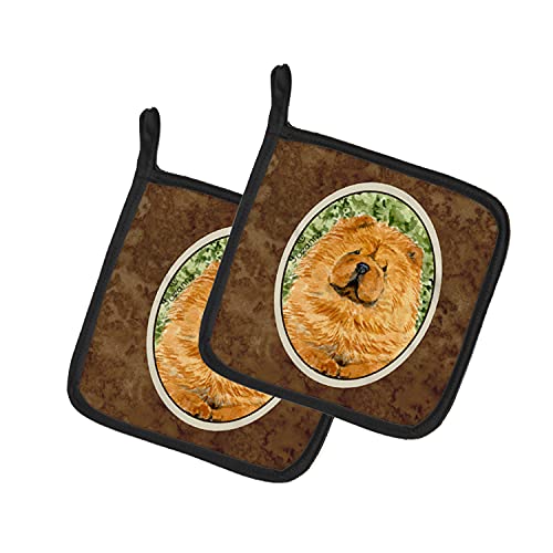 Caroline's Treasures SS8709PTHD Chow Chow Pair of Pot Holders Kitchen Heat Resistant Pot Holders Sets Oven Hot Pads for Cooking Baking BBQ, 7 1/2 x 7 1/2