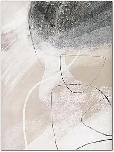 Tableau abstrait géométrique beige pour décoration murale salon et bureau chic - 5