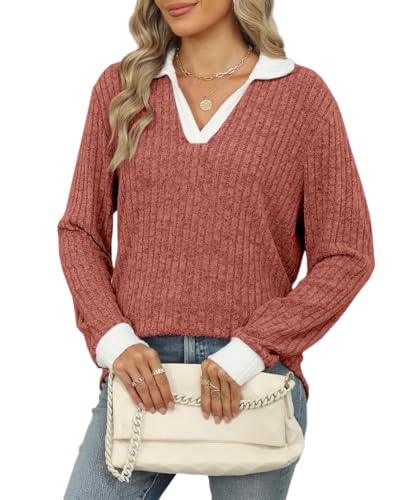 Image of Womens Long Sleeve Shirts Fashion Fall Tops Blouses Sweater Dressy Business Casual Outfits