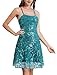 Short Prom Sequin Dresses for Teens Skater Dress for Women Girls School Dance HOCO Dress Mini Short Homecoming Dresses Summer Sparkly Spaghetti Straps Mini Dresses Dance Backless Peacock Blue XS
