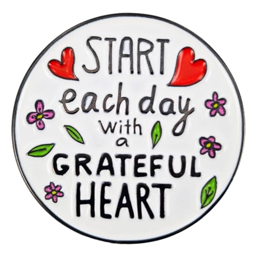 Image of Enamel Pin,Start Each Day With A Grateful Heart Lapel Pin,Inspirational Button Badge,Gift For Teen Student Worker Friends Family Teacher,DIY Decor,Denim Jacket Canvas Bag Backpack Accessory