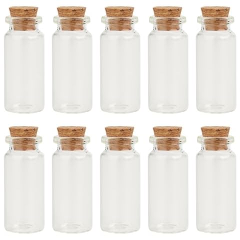Aketek Message Bottles Spice Storage Glass Vials Cork Top 50mm 2" 10ml 10pc Cover