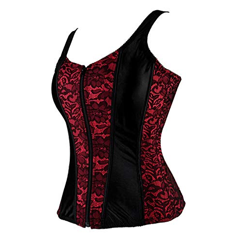 Korsett Corsage Top Korsage Mit Träger Bustier Elegant Burlesque Gothic Satin Spitzen Kette Halloween – Bild 3