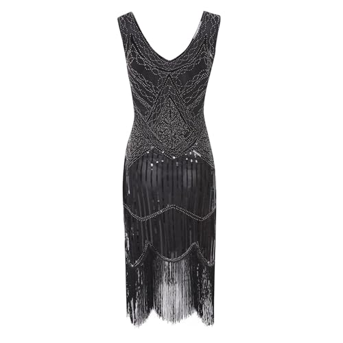 Robe Charleston à paillettes noire rétro pour vos soirées festives