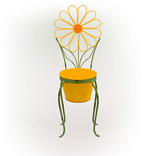 Alpine Corporation Maz518Yl Alpine 24" Tall Yellow Daisy Flower Stand Decoration Yard Statue Planters #TOP28
