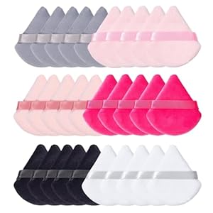Bzzerumy 30 stuks driehoekige make-up-poederkwasten, poederpads, make-up sponzen, cosmetica, gezicht, poederkwasten, nat en droog