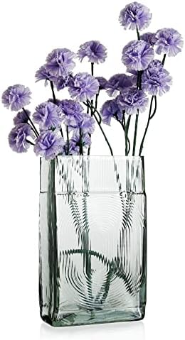 Diamond Star Decorative Vase Square Glass Vase Flower Vase for Home Table Centerpieces (Gray)