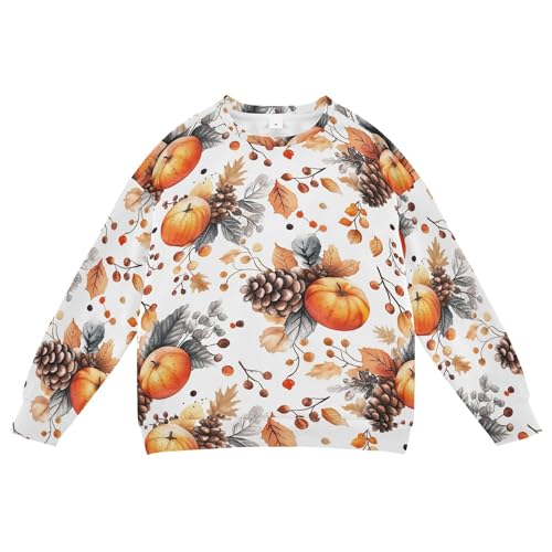 JUNZAN Autumn Pumpkins Nuts Little Girls Sweatshirts Hoodies Fleece Tops Clothing Shirts Camping 4T
