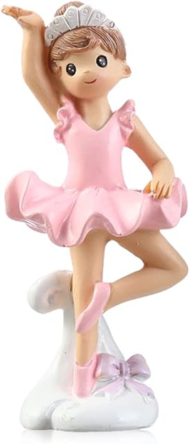 Ballet Girl Birthday Cake Decoration Ballerina Figurines Cake Topper Ballet Dancer Statue Ballerina Action Figures Ornaments for Dancer Wedding Girls Birthday Party Supplies (Pink)