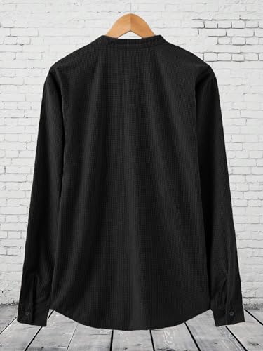 Image of Noble Monk Men Polycotton Solid Regular Kurta || Casual Plain Stylish Shirt for Man || Full Sleeve Band Collar Tshirt for Men || Casual Wear Tshirt for Man