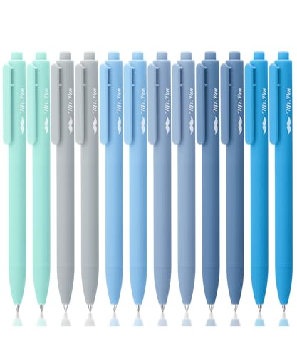 Mr. Pen- Retractable Gel Pens, 12 Pack, Black Ink, Sky Blue Barrel Gel Pens Fine Point 0.5mm, Fine Tip